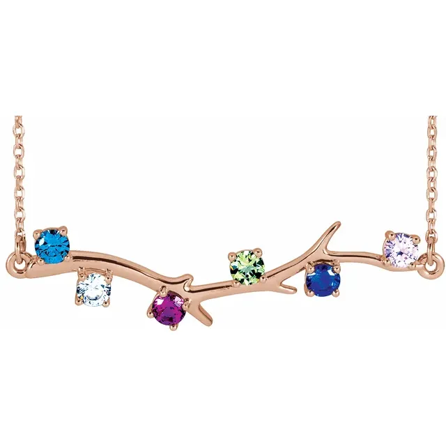 Family Necklace - 6 Stone Branch Necklace