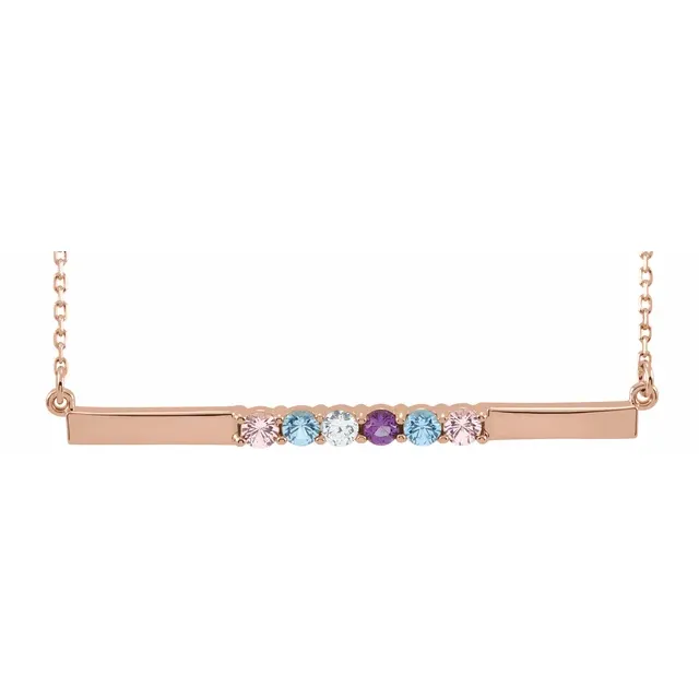 Family Necklace - 6 Stone Bar Necklace