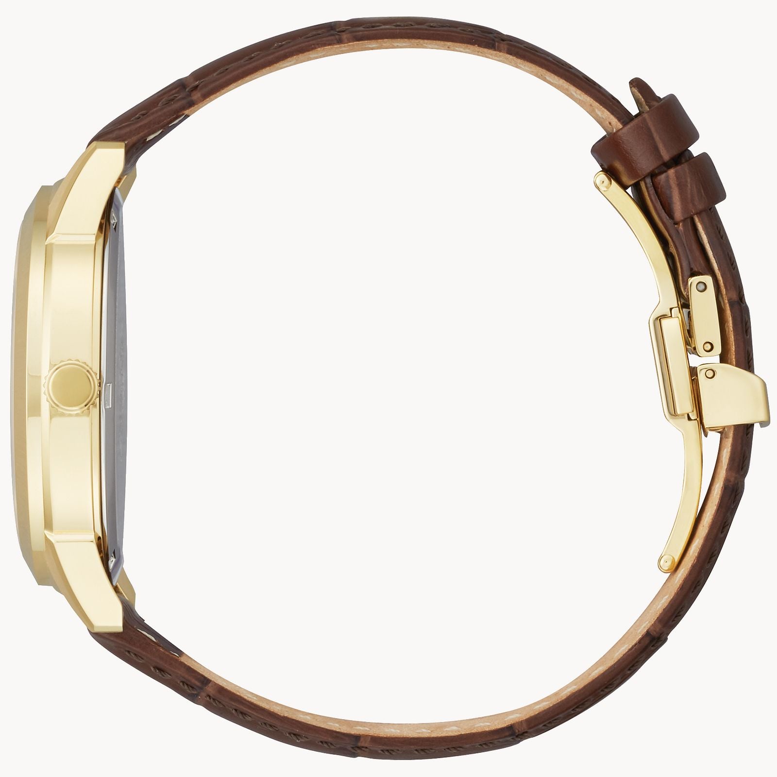 side view of watch on white background