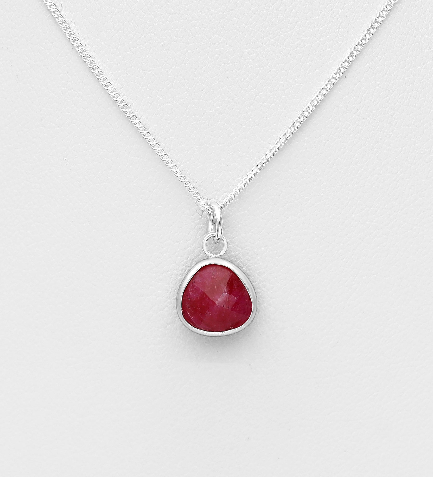 925 Sterling Silver Ruby Necklace
