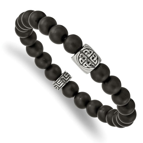 Black Agate Bracelet Healing Bracelet Mineral Bracelet Celtic Bracelet