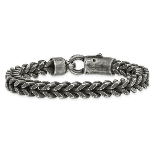 Men's Stainless Steel Antiqued & Brushed Heavy Wheat Bracelet