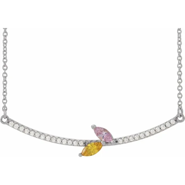 Family Necklace - 5 Stone Accented Branch Necklace