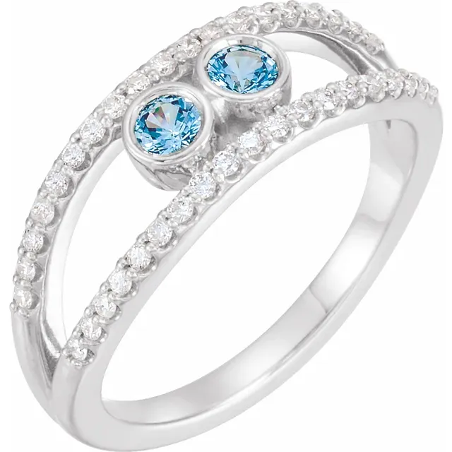 Family Ring - 5 Stone Accented Negative-Space Ring