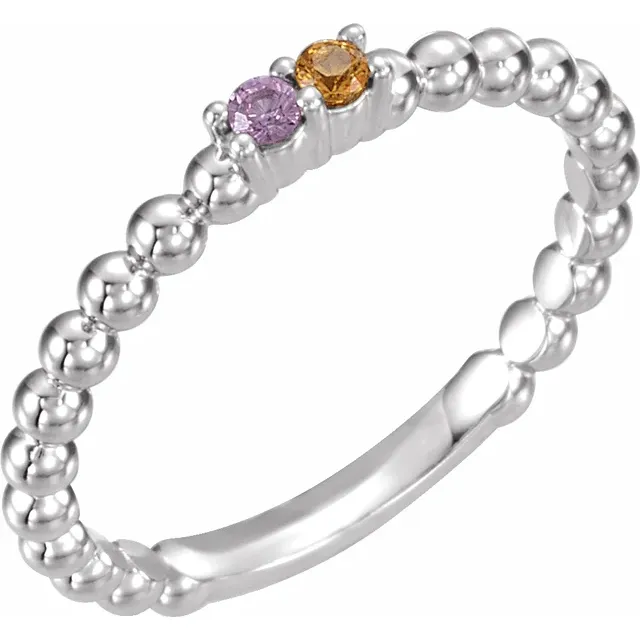 Family Ring - 6 Stone Beaded Ring