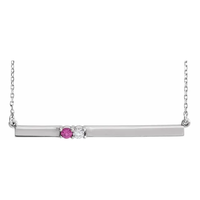 Family Necklace - 6 Stone Bar Necklace