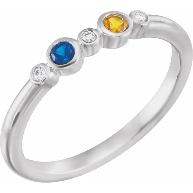 Family Ring - 5 Stone Accented Stackable Ring