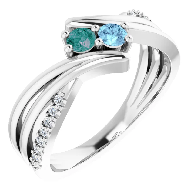 Family Ring - 6 Stone Accented Bypass Ring