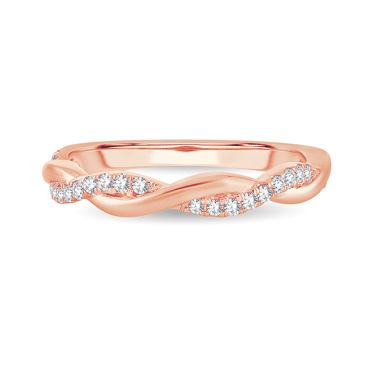 10K Rose Gold Lab-Grown Diamond Twist Wedding Band