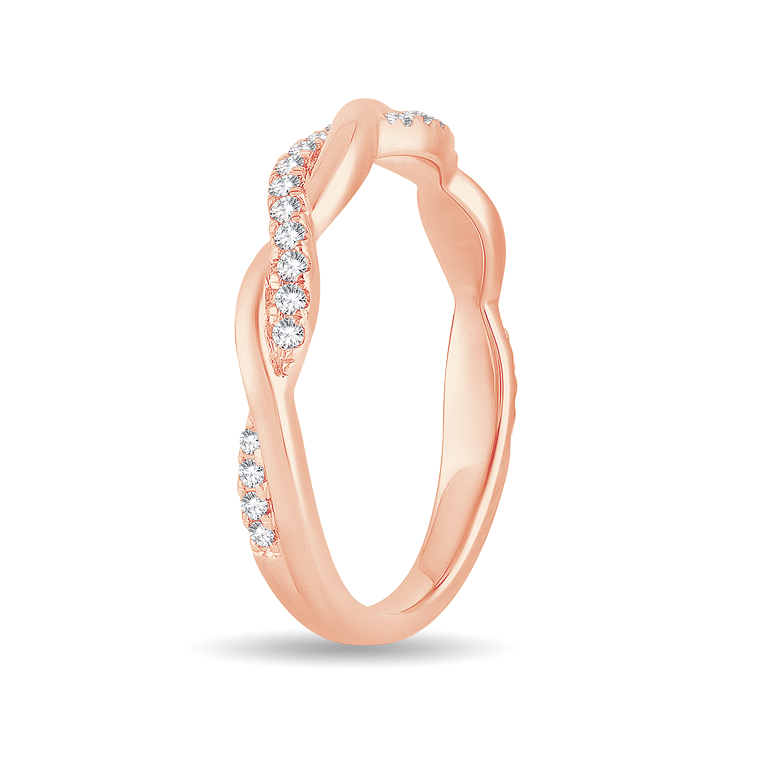 10K Rose Gold Lab-Grown Diamond Twist Wedding Band
