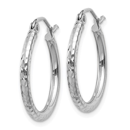 White Gold Diamond Cut Hoops