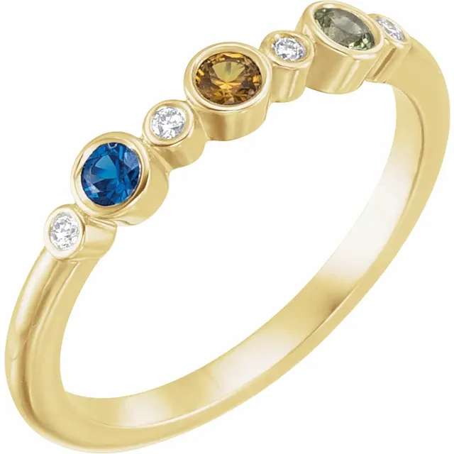 Family Ring - 5 Stone Accented Stackable Ring
