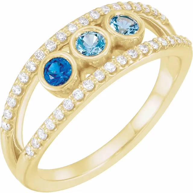 Family Ring - 5 Stone Accented Negative-Space Ring