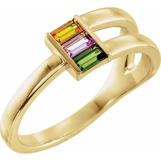 Family Ring - 5 Stone Baguette Ring