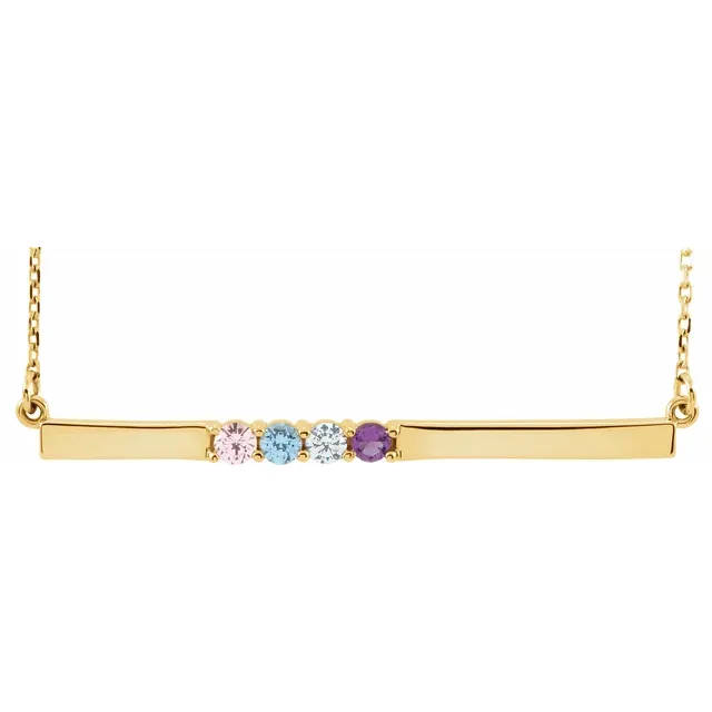 Family Necklace - 6 Stone Bar Necklace