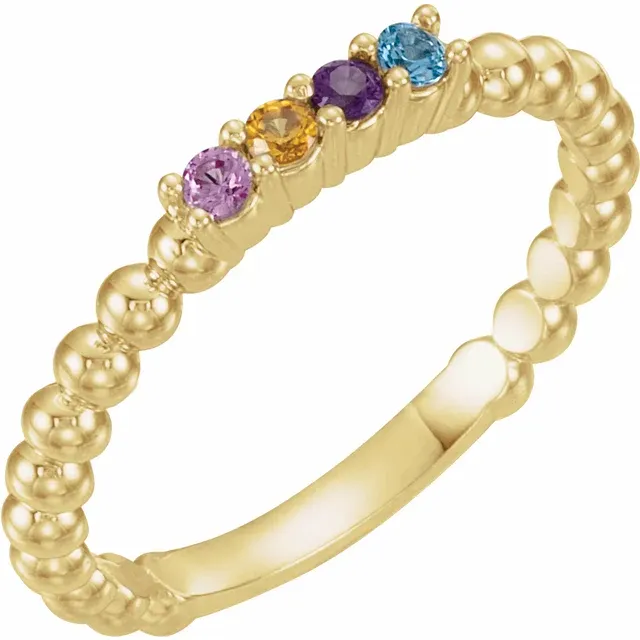 Family Ring - 6 Stone Beaded Ring