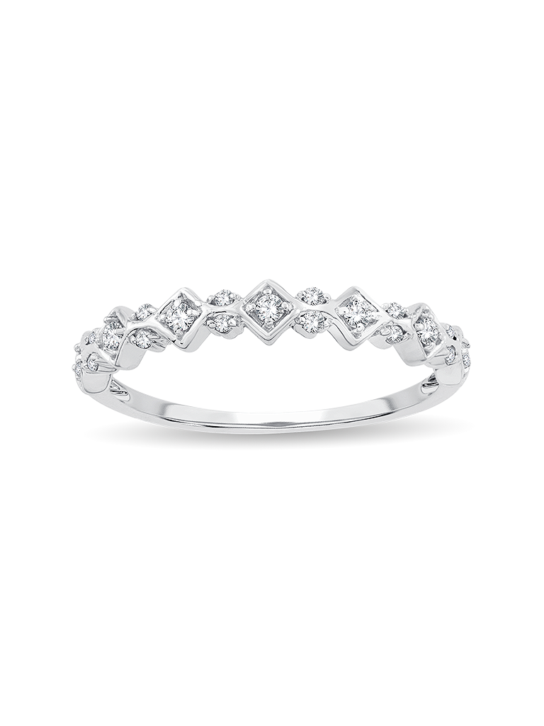 14K White Gold 1/6CT. Diamond Sculptural Band