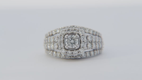14K White Gold "GABRIELLA" 2CT. Triple Band Diamond Engagement Ring