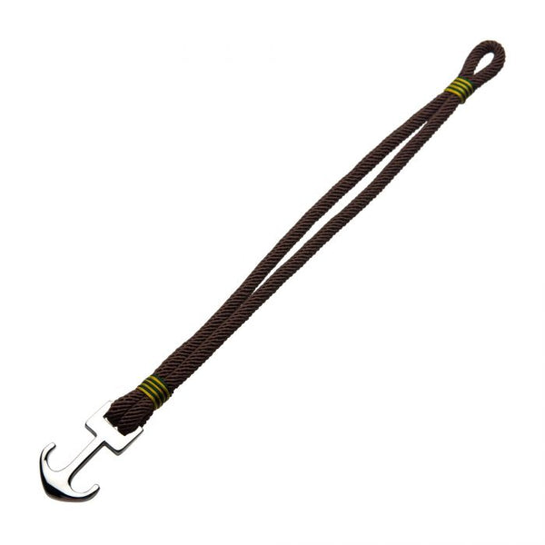 INOX Stainless Steel & Brown Paracord Rope Anchor Bracelet