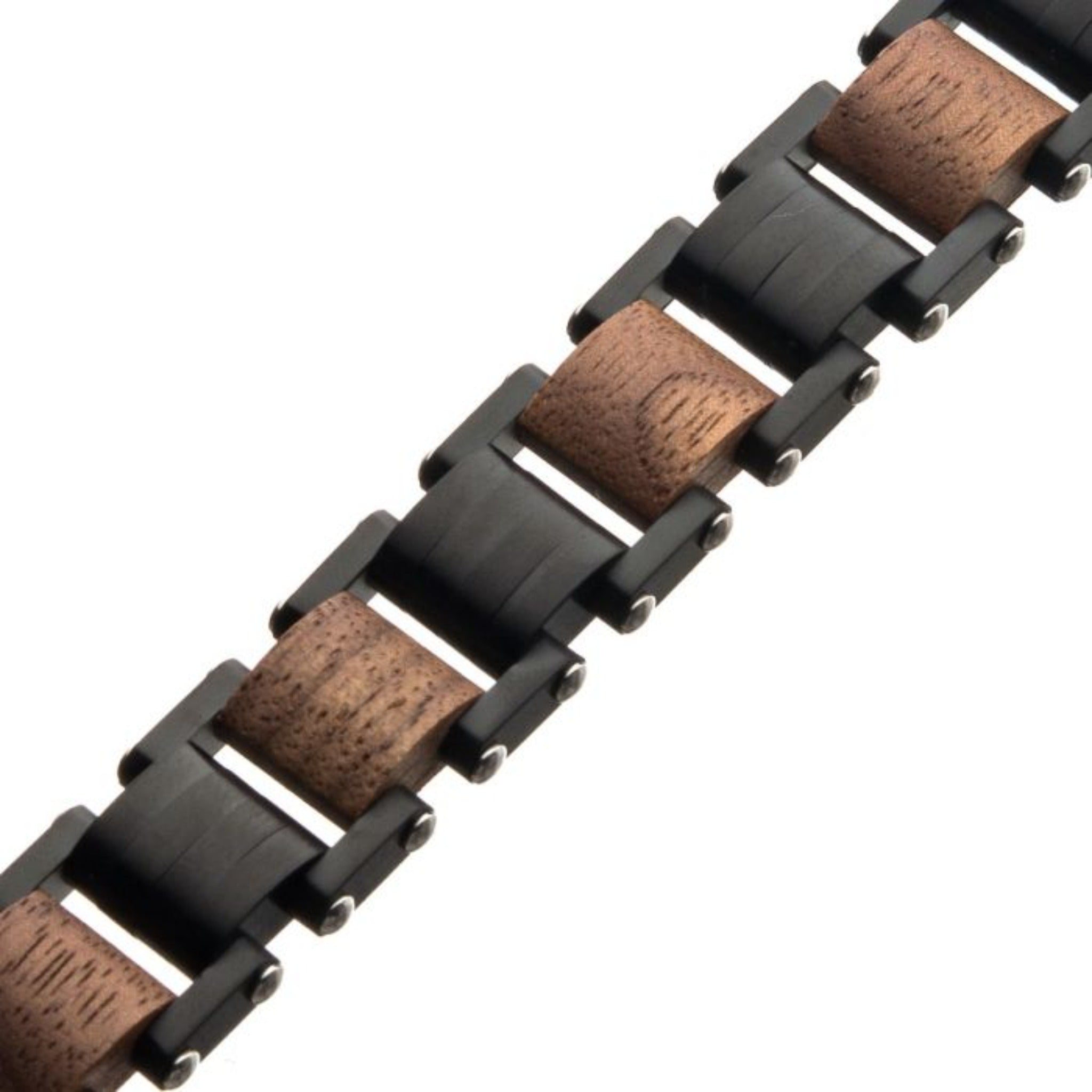 INOX Stainless Steel Walnut wood Link bracelet