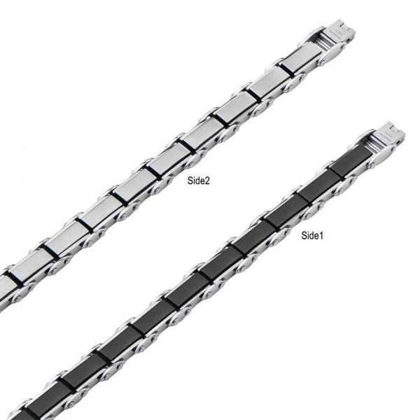 INOX Stainless Steel & Black IP Reversible Bracelet