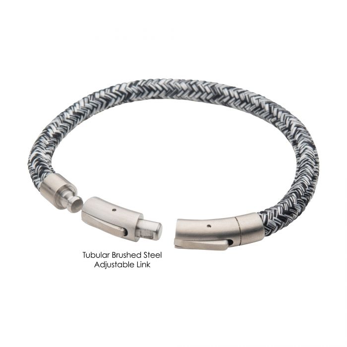 INOX Arctic Stainless Steel & Tri-Colored Nylon Braided Bracelet