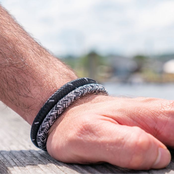 INOX Arctic Stainless Steel & Tri-Colored Nylon Braided Bracelet