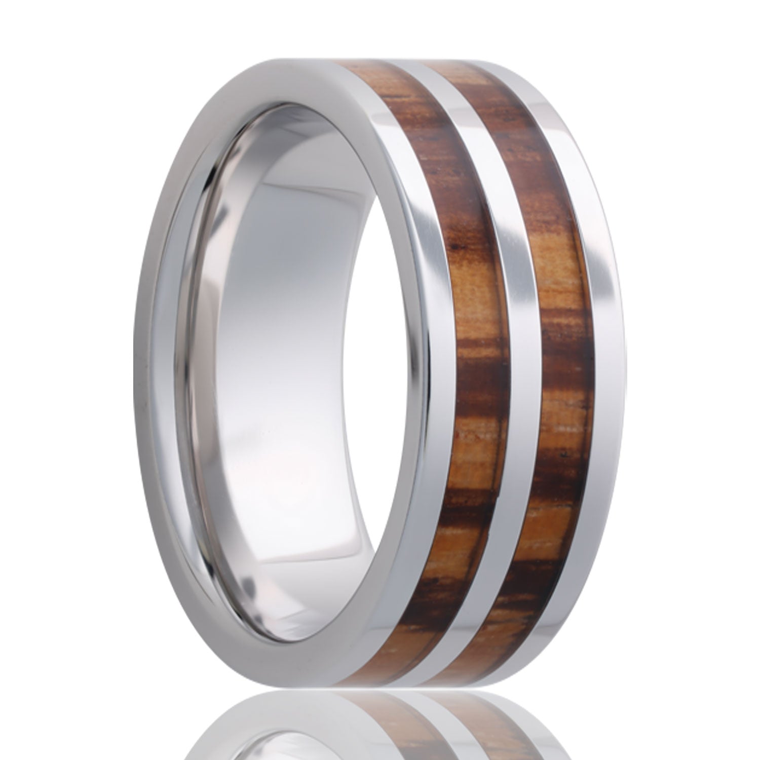 Men's Tungsten Band with Zebra Wood Inlay