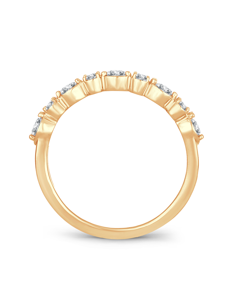 14K Yellow Gold 1/2CT. Round Alternating Diamond Band
