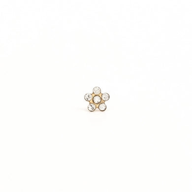 14K Yellow Gold Daisy Cubic Zirconia Piercing Studs