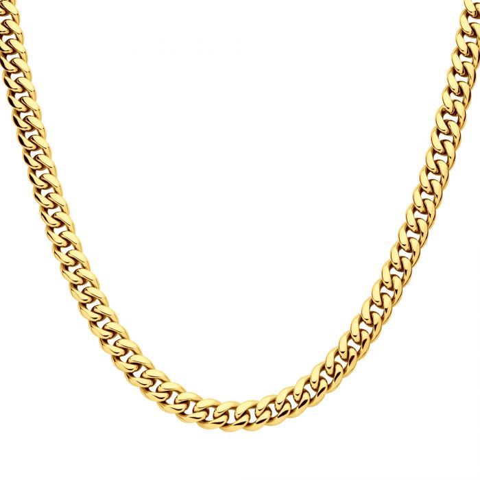 INOX 18K Gold-Plated Stainless Steel 8MM Miami Cuban Lab-Grown Diamond Chain