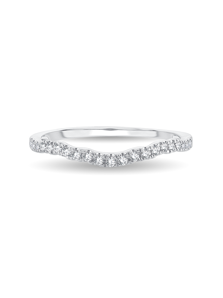 10K White Gold 1/8CT. Curved Diamond Band