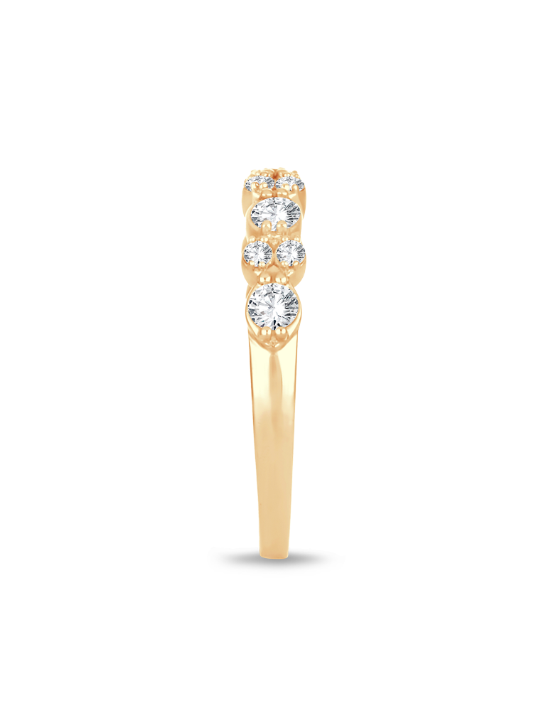 14K Yellow Gold 1/2CT. Round Alternating Diamond Band