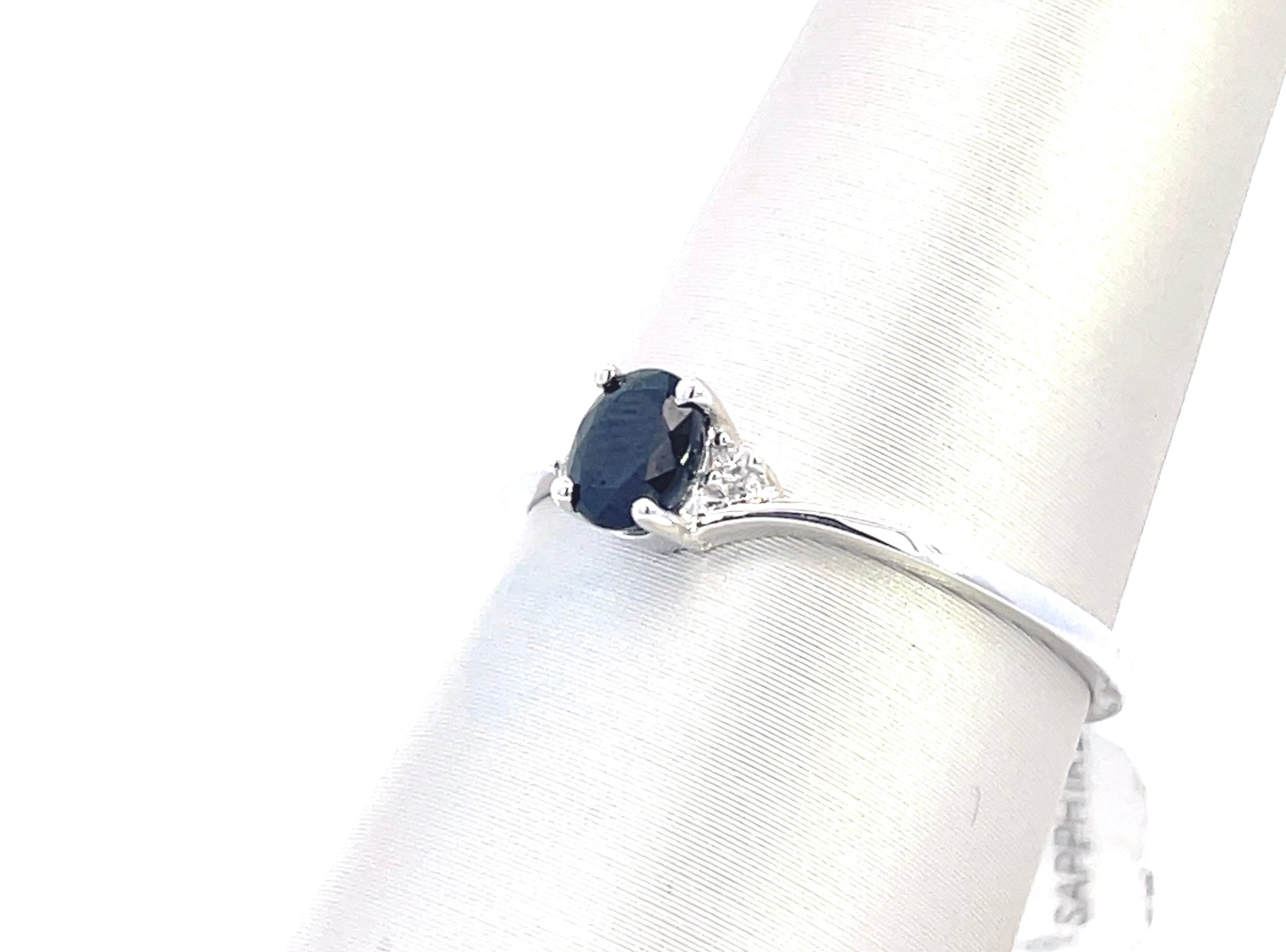 10K White Gold 0.01CT. Natural Sapphire & Diamond Ring