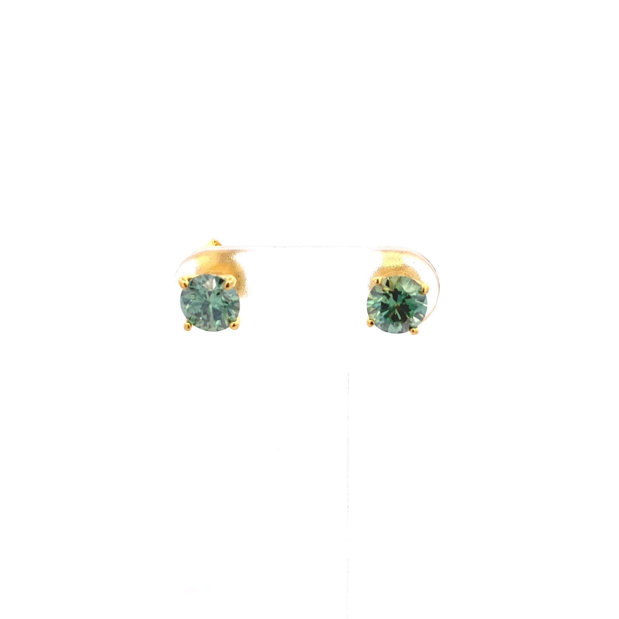 Yellow Gold-Plated 1.25CT. Green Moissanite Studs