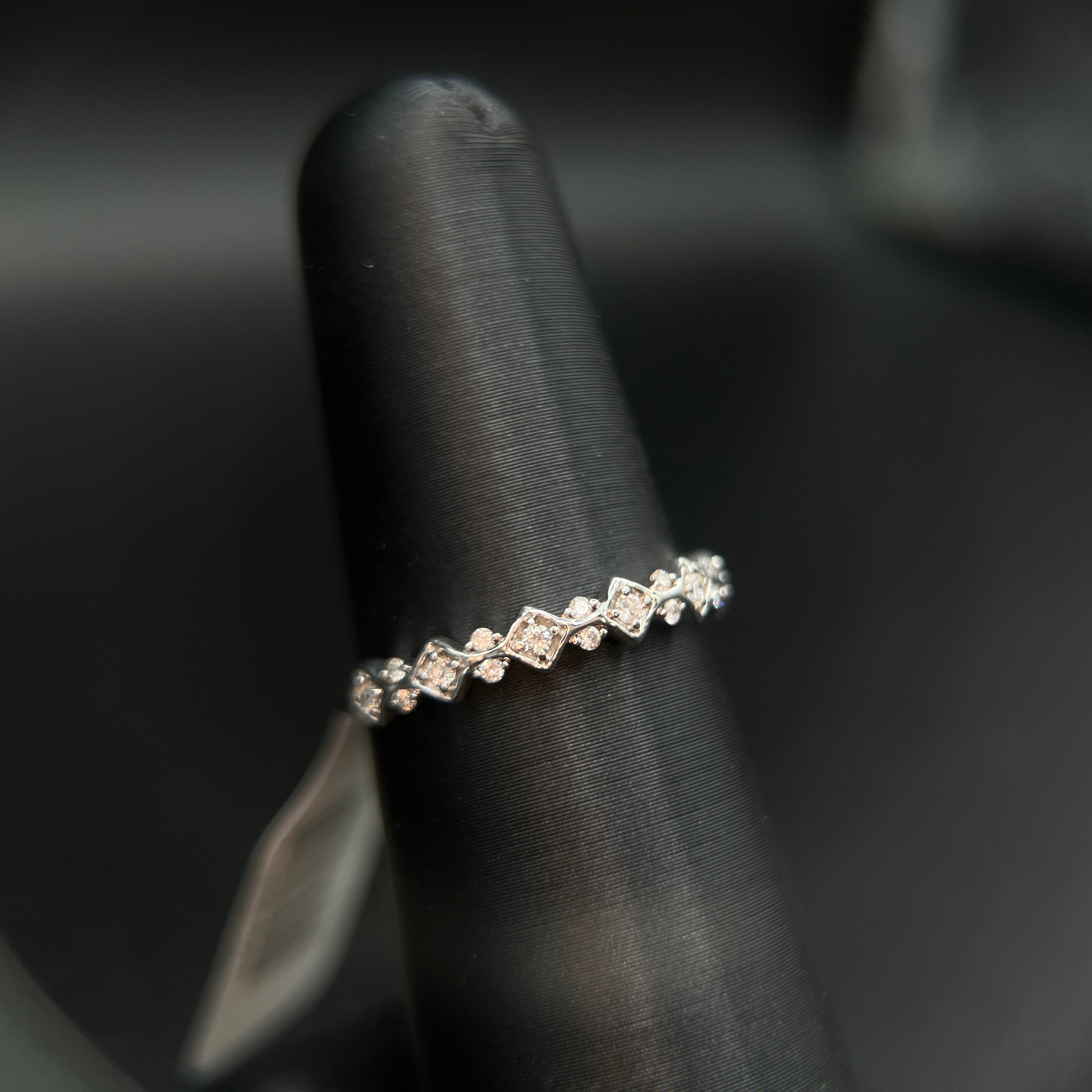 14K White Gold 1/6CT. Diamond Sculptural Band
