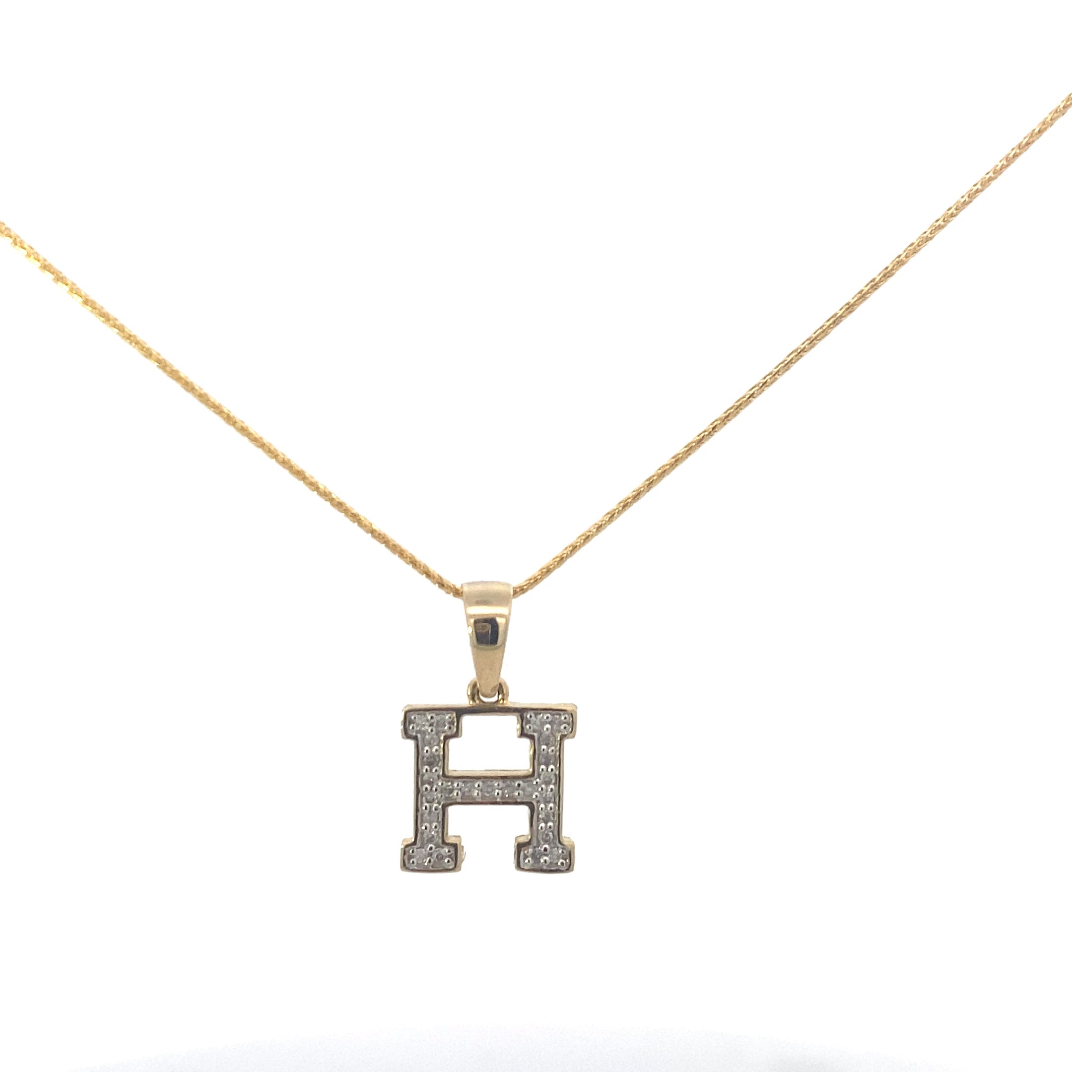 10K Yellow Gold 1/10CT. Diamond Initial Letter Pendant