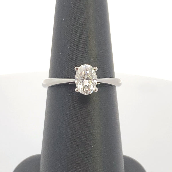 10K White Gold "DELPHINE" 1CT. Oval-Cut Moissanite Solitaire Engagement Ring