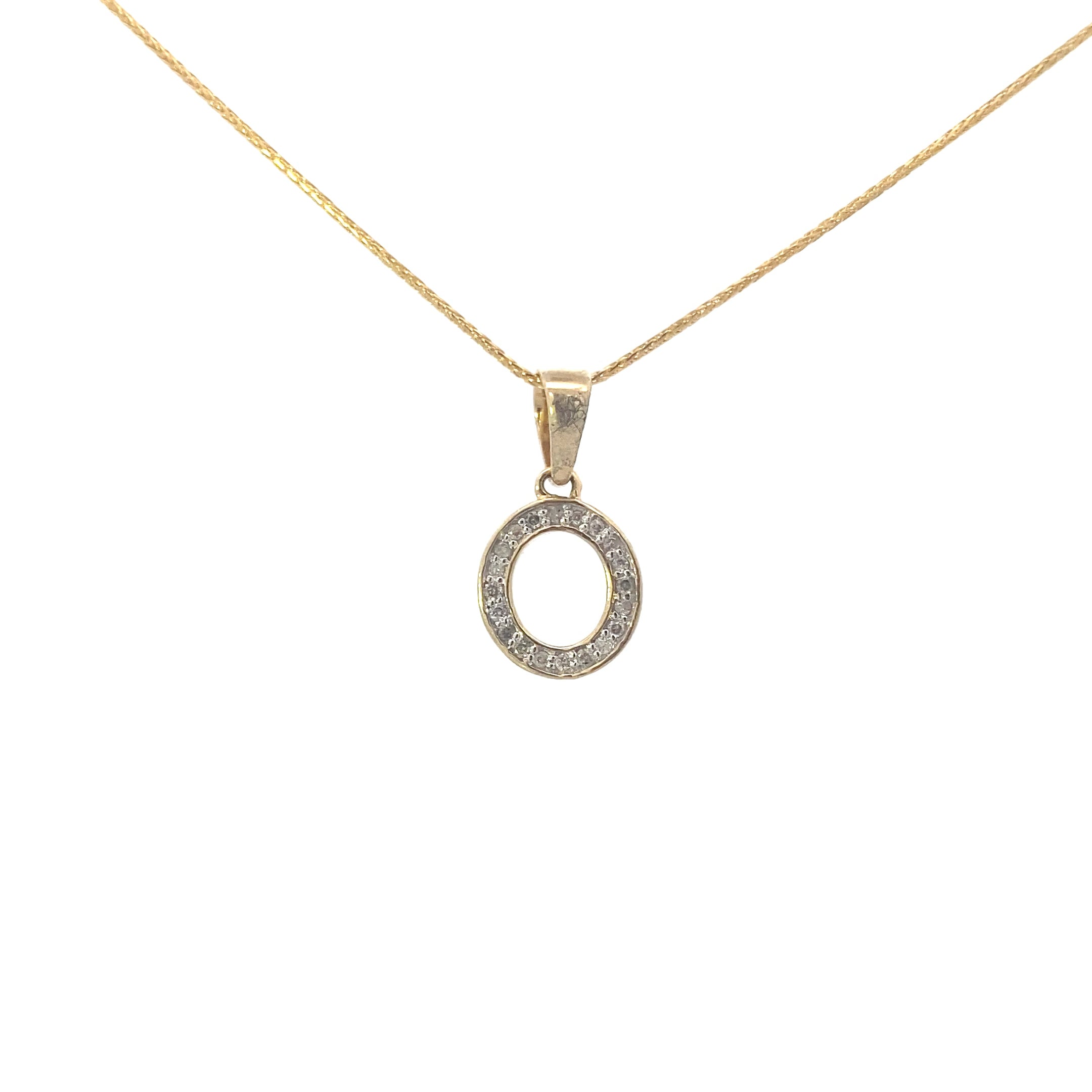 10K Yellow Gold 1/10CT. Diamond Initial Letter Pendant