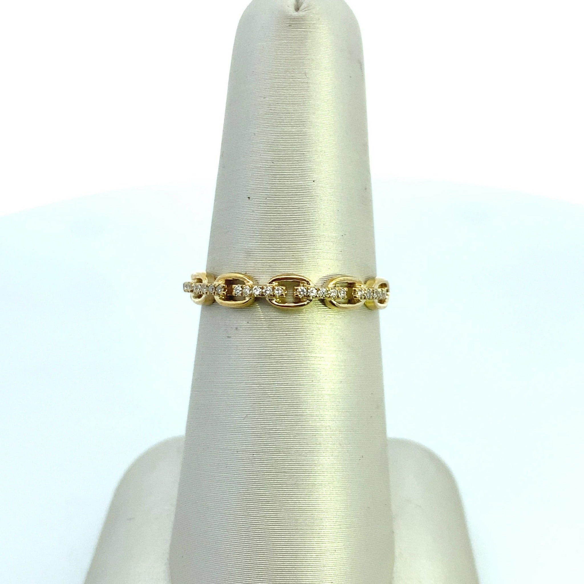 10K Yellow Gold 1/10CTW. Diamond Fancy-Link Fashion Ring