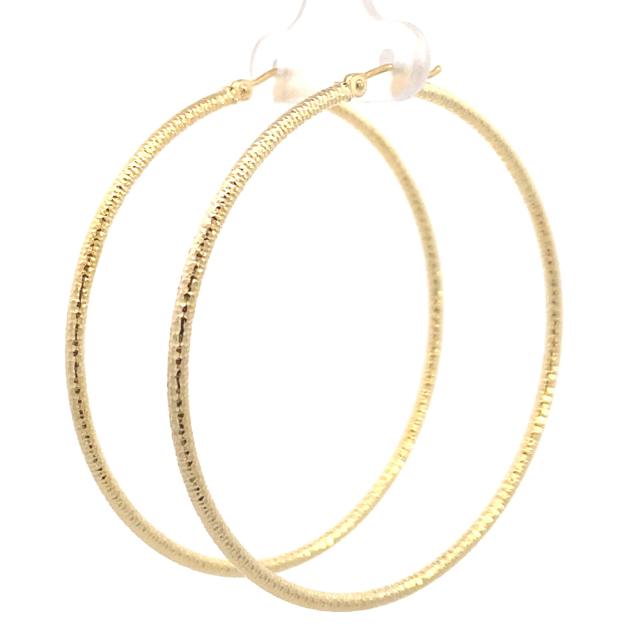 14K Yellow Gold 40MM Diamond Cut Hoops