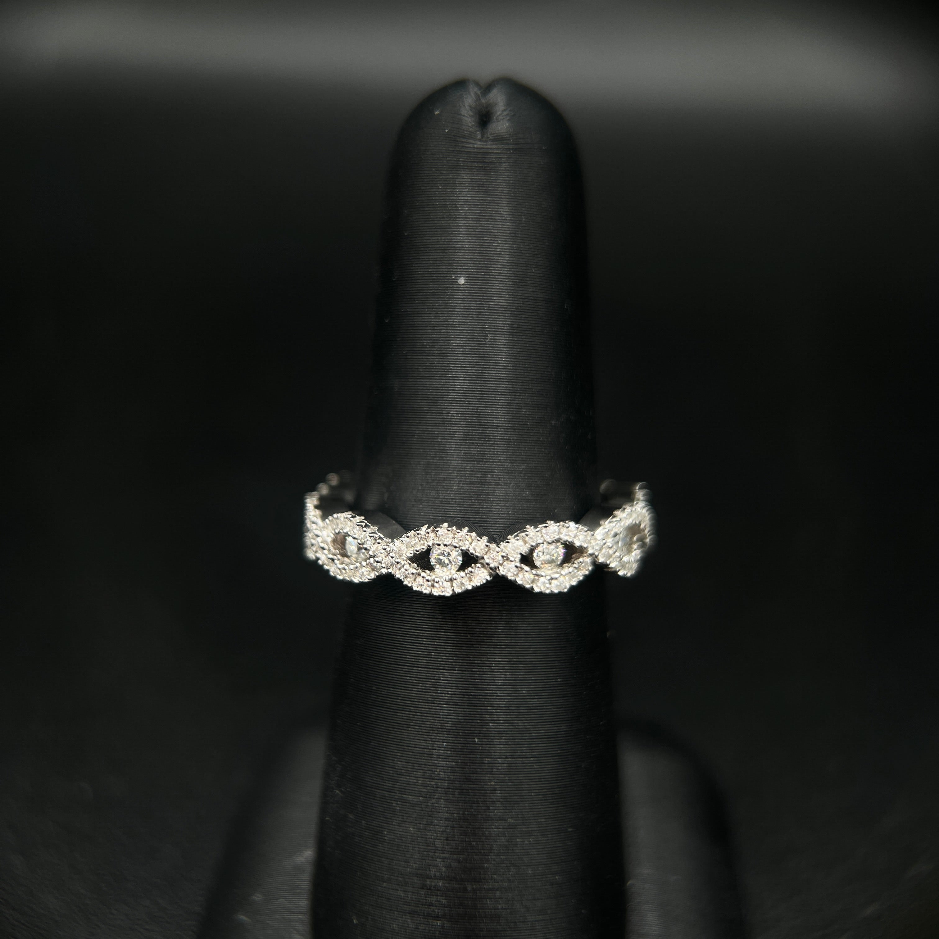 Sterling Silver 1/2CT. Twisted White Moissanite Eternity Band