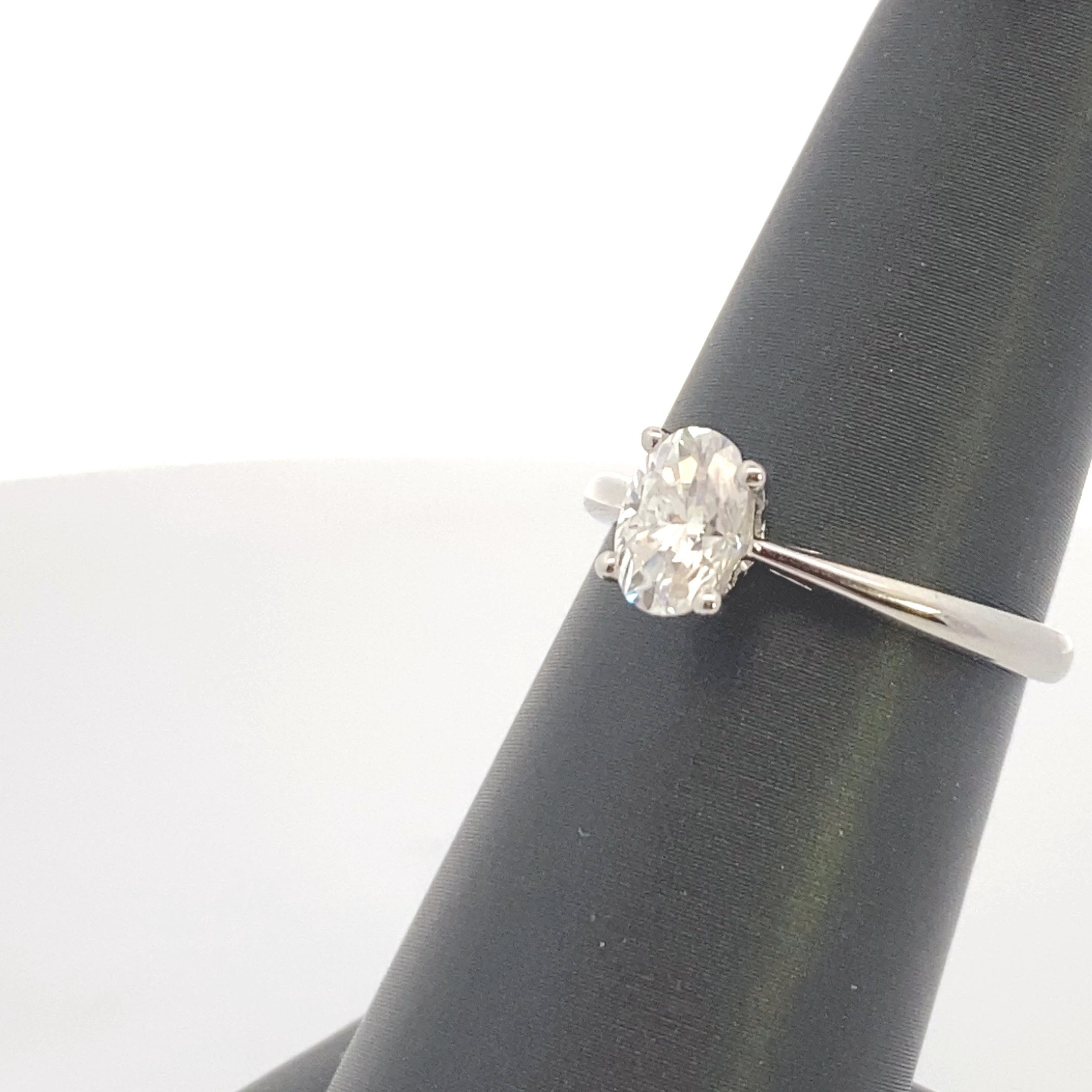 10K White Gold 1CT. Oval-Cut Moissanite Solitaire Engagement Ring