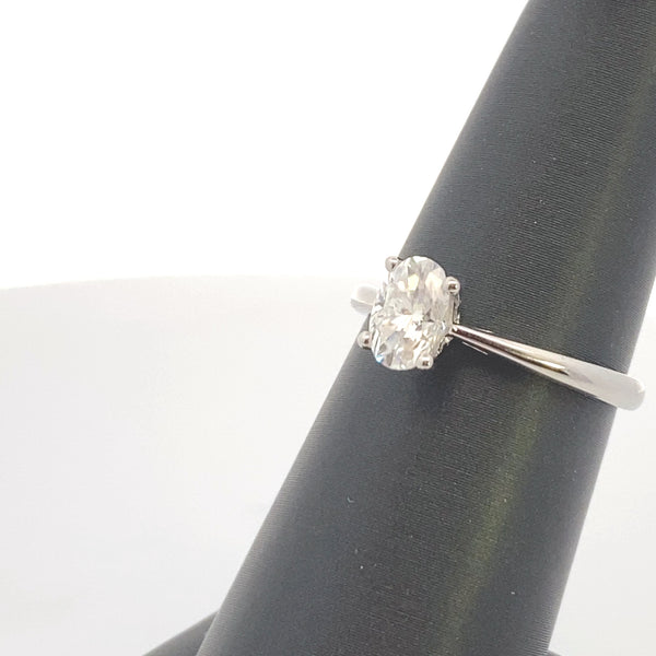 10K White Gold "DELPHINE" 1CT. Oval-Cut Moissanite Solitaire Engagement Ring
