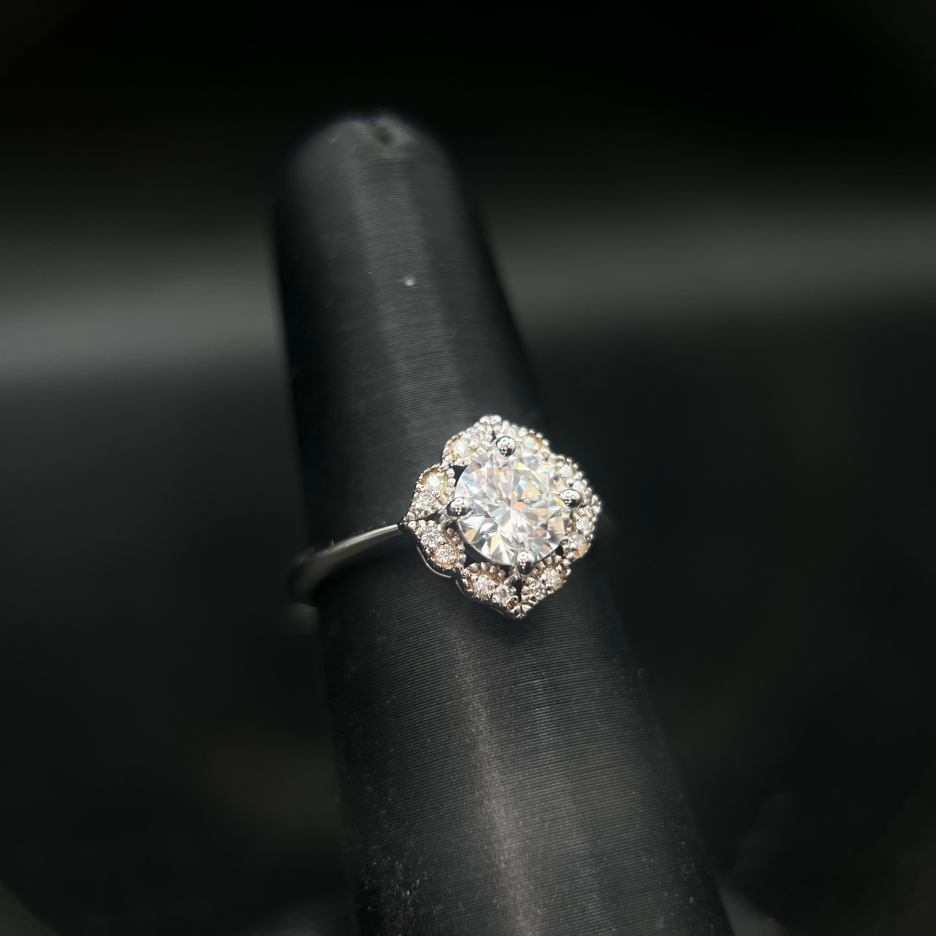 Vintage Inspired Sterling Silver Moissanite Ring