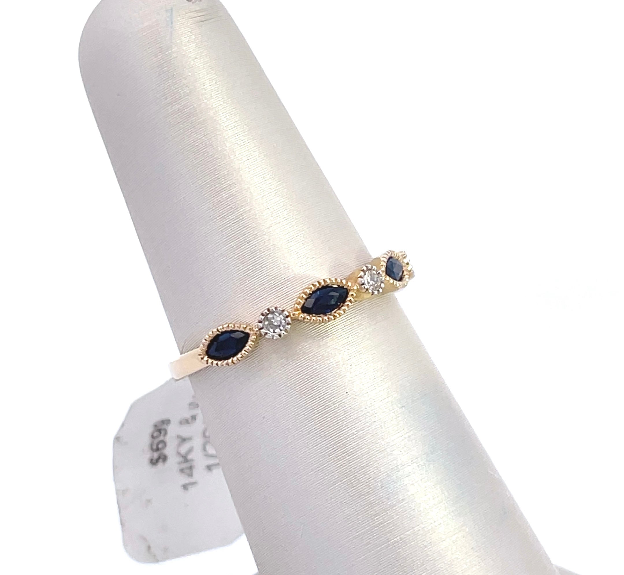 14K Gold Two-Tone Sapphire & Diamond Band