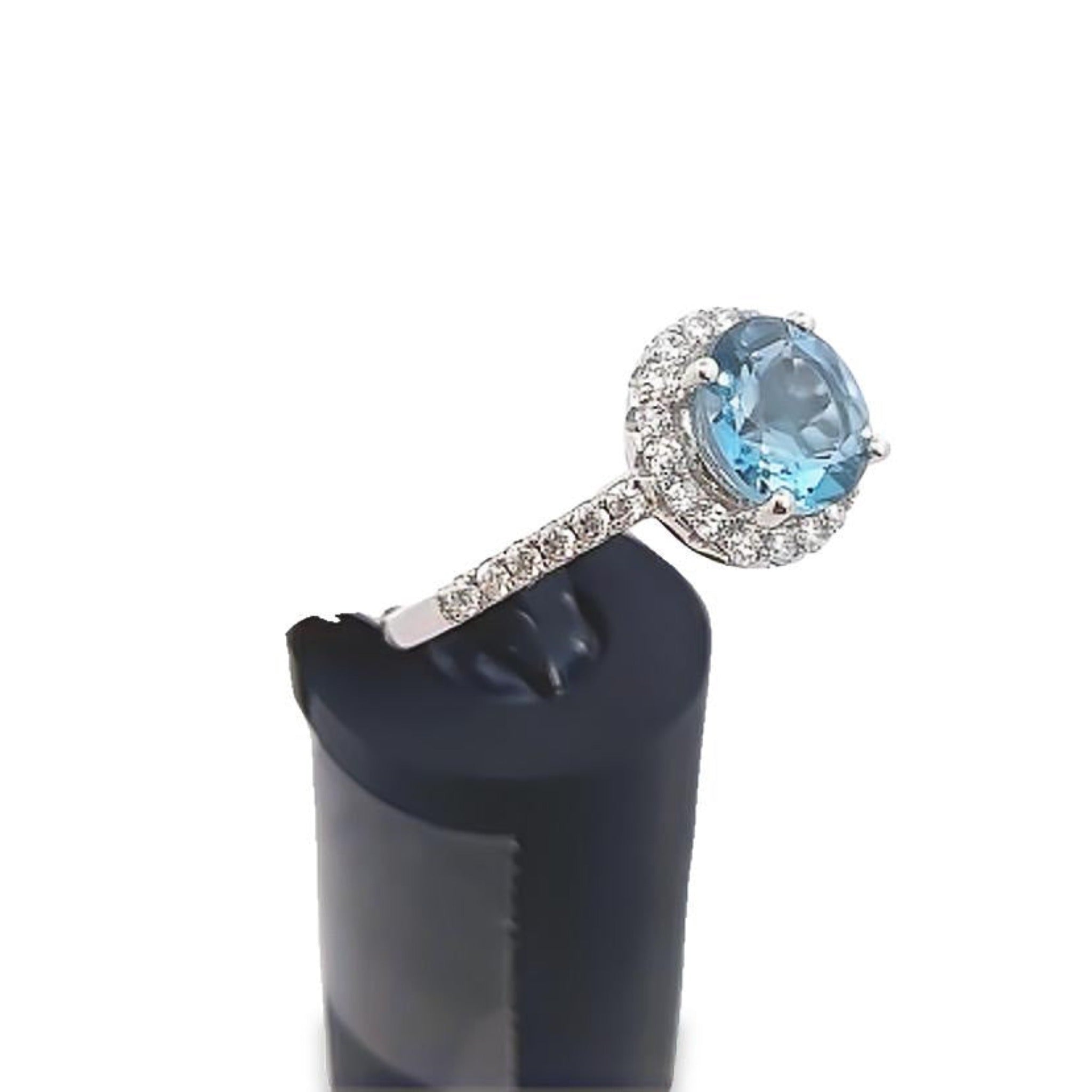10K White Gold 2-1/4CT. London Blue Topaz & 3/8CT. Moissanite Engagement Ring