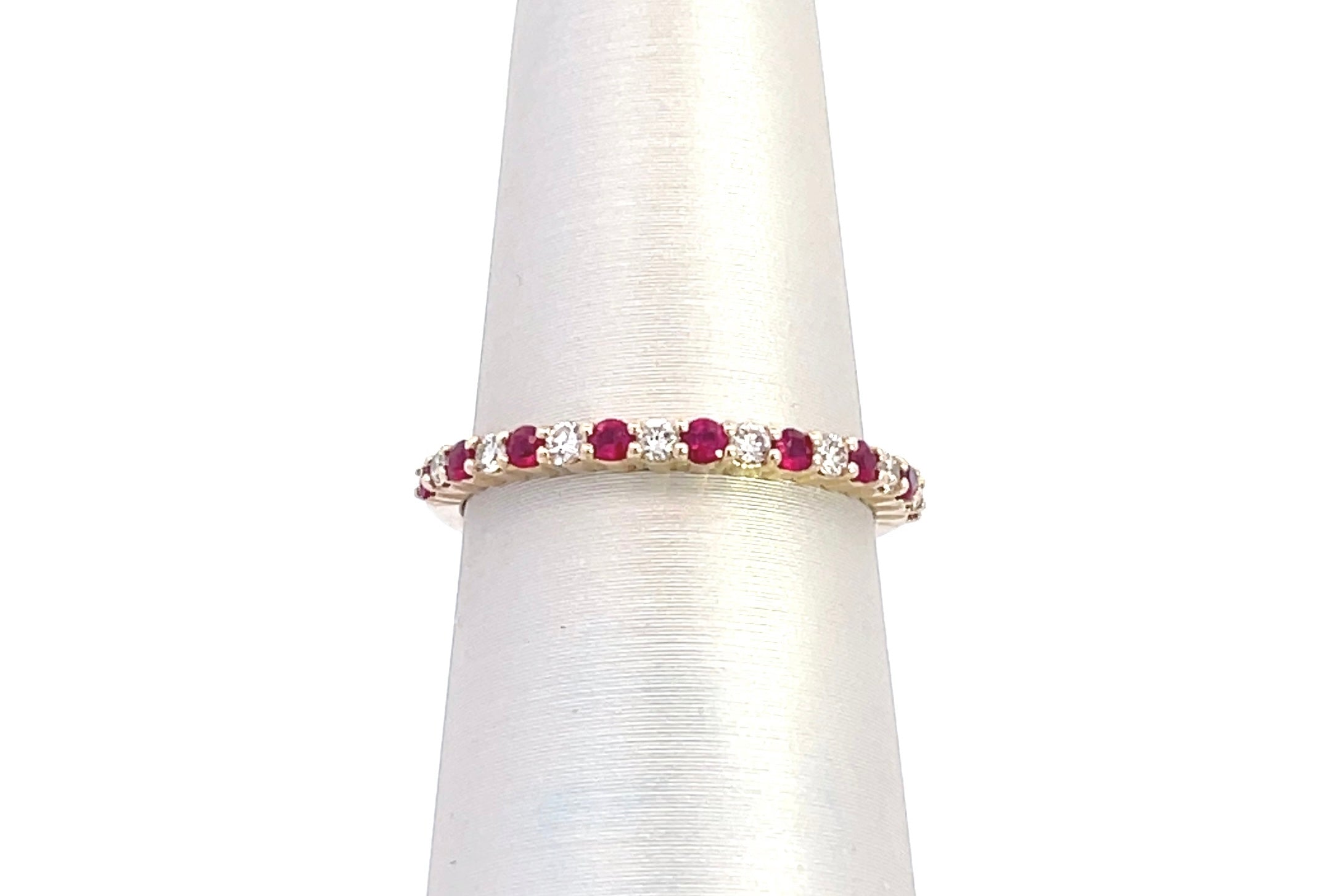 14K Yellow Gold 1/6CT. Diamond & Ruby Band