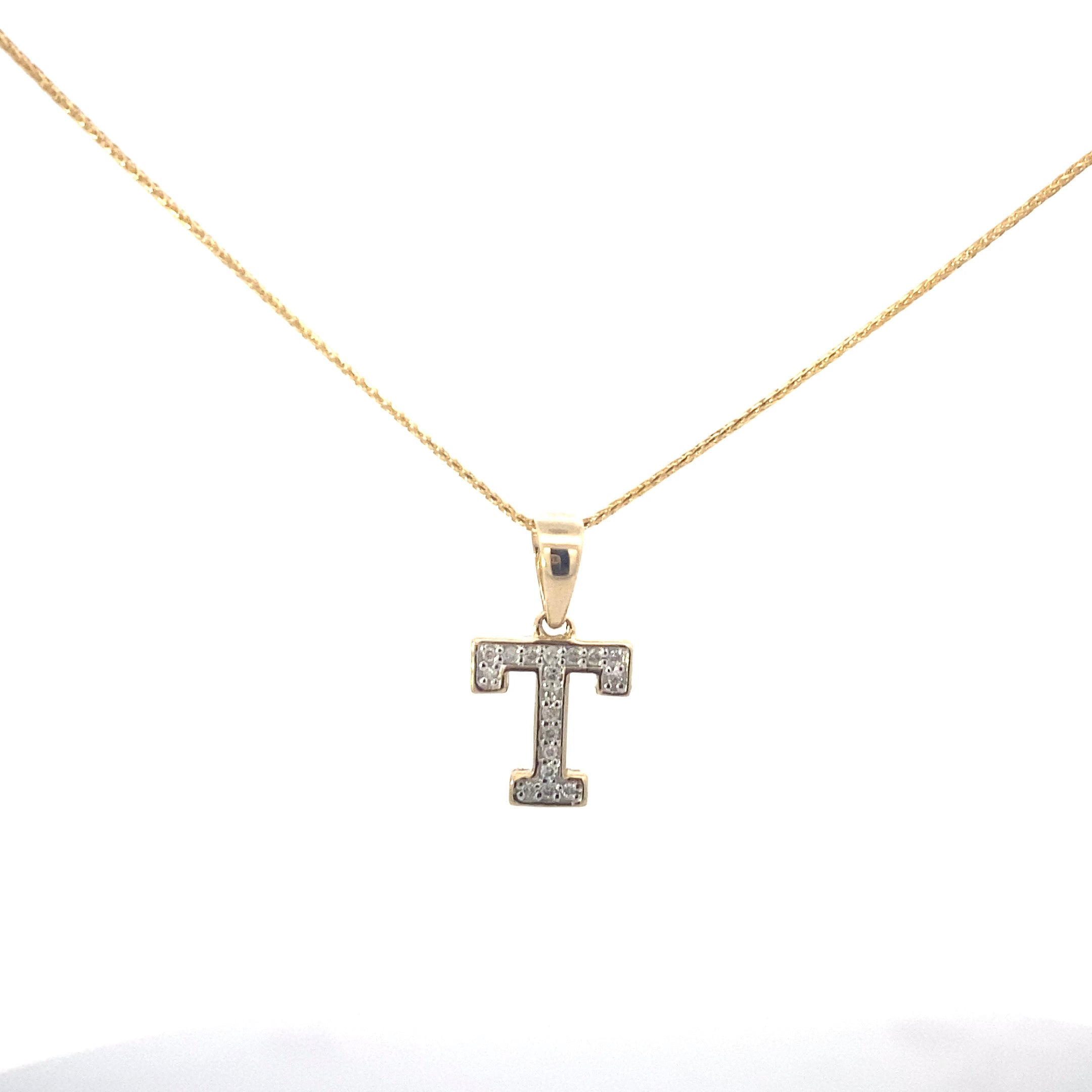 10K Yellow Gold 1/10CT. Diamond Initial Letter Pendant