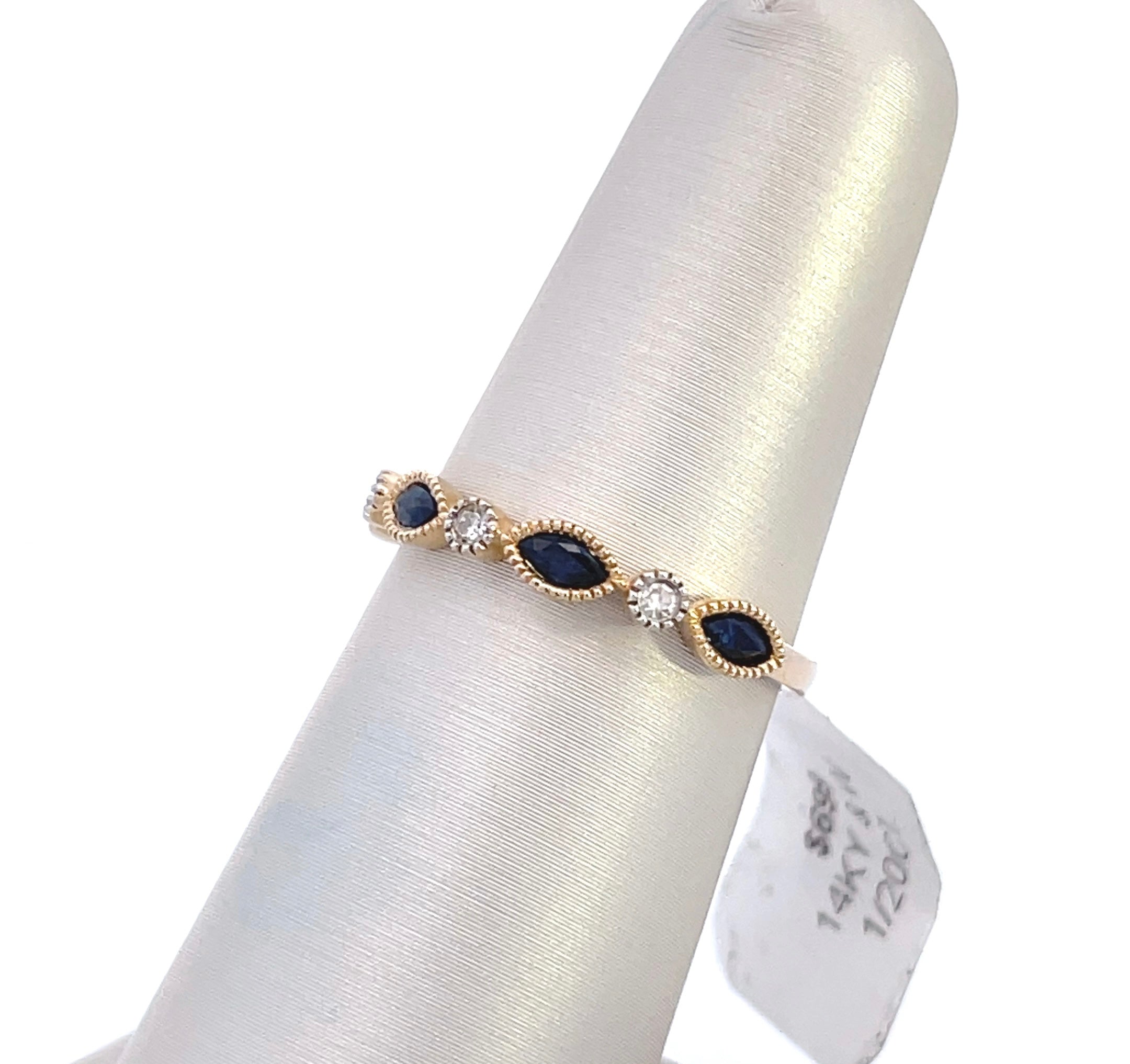 14K Gold Two-Tone Sapphire & Diamond Band